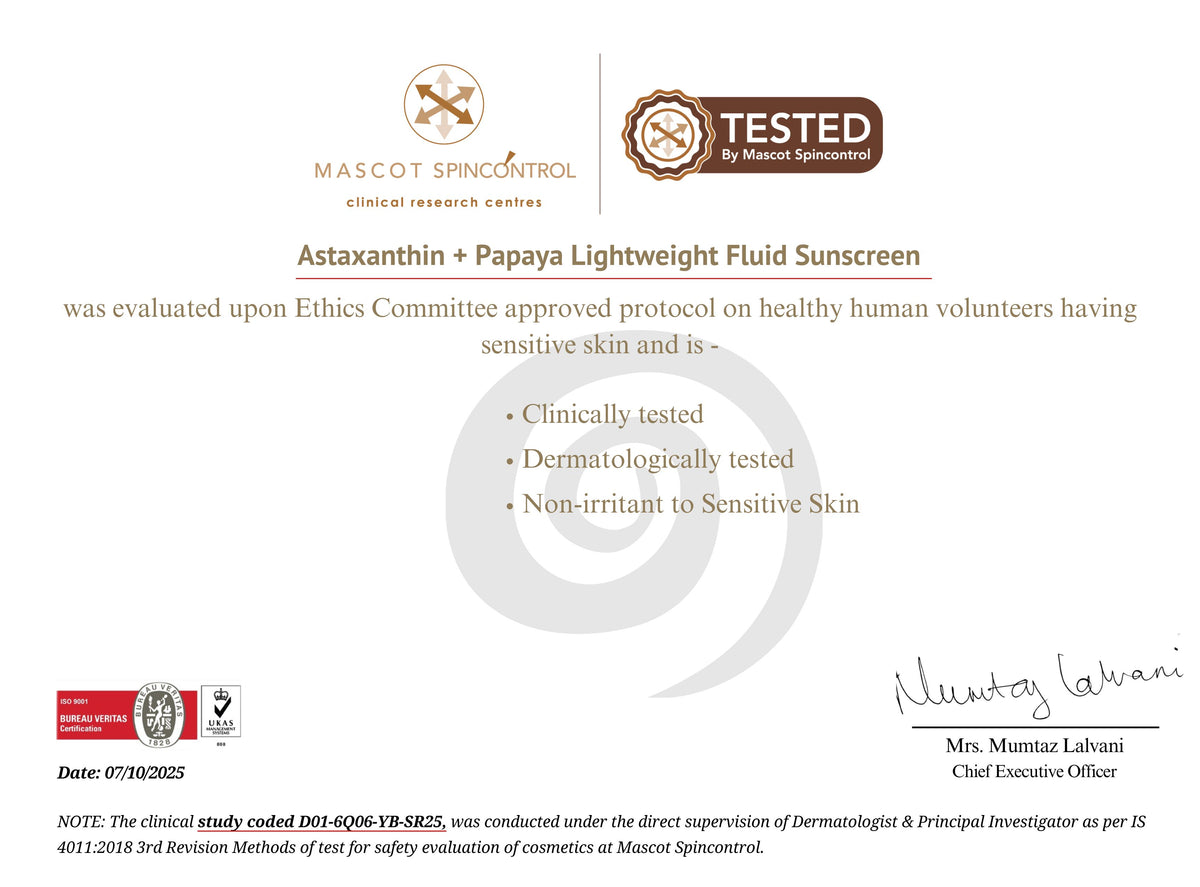 Product testing certificate